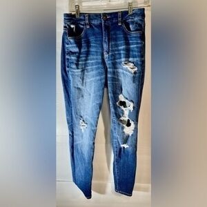 AMERICAN EAGLE DISTRESSED CURVY HI-RISE  JEGGING JEANS  SIZE 6 SHORT